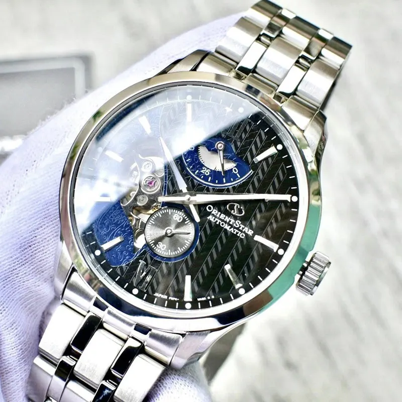 Orient Star Semi-Skeleton Blue Dial Men's Watch- REAV0B03B